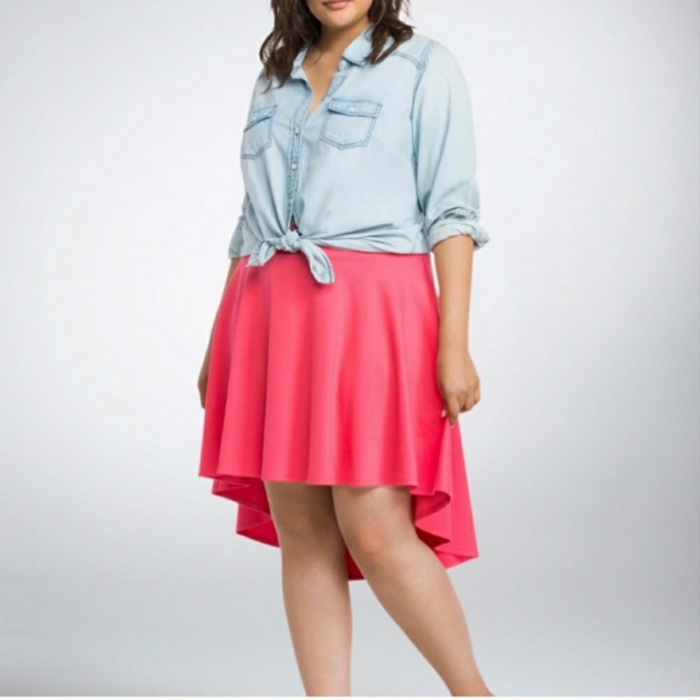 Torrid Pink High Low Ponte Knit Skirt